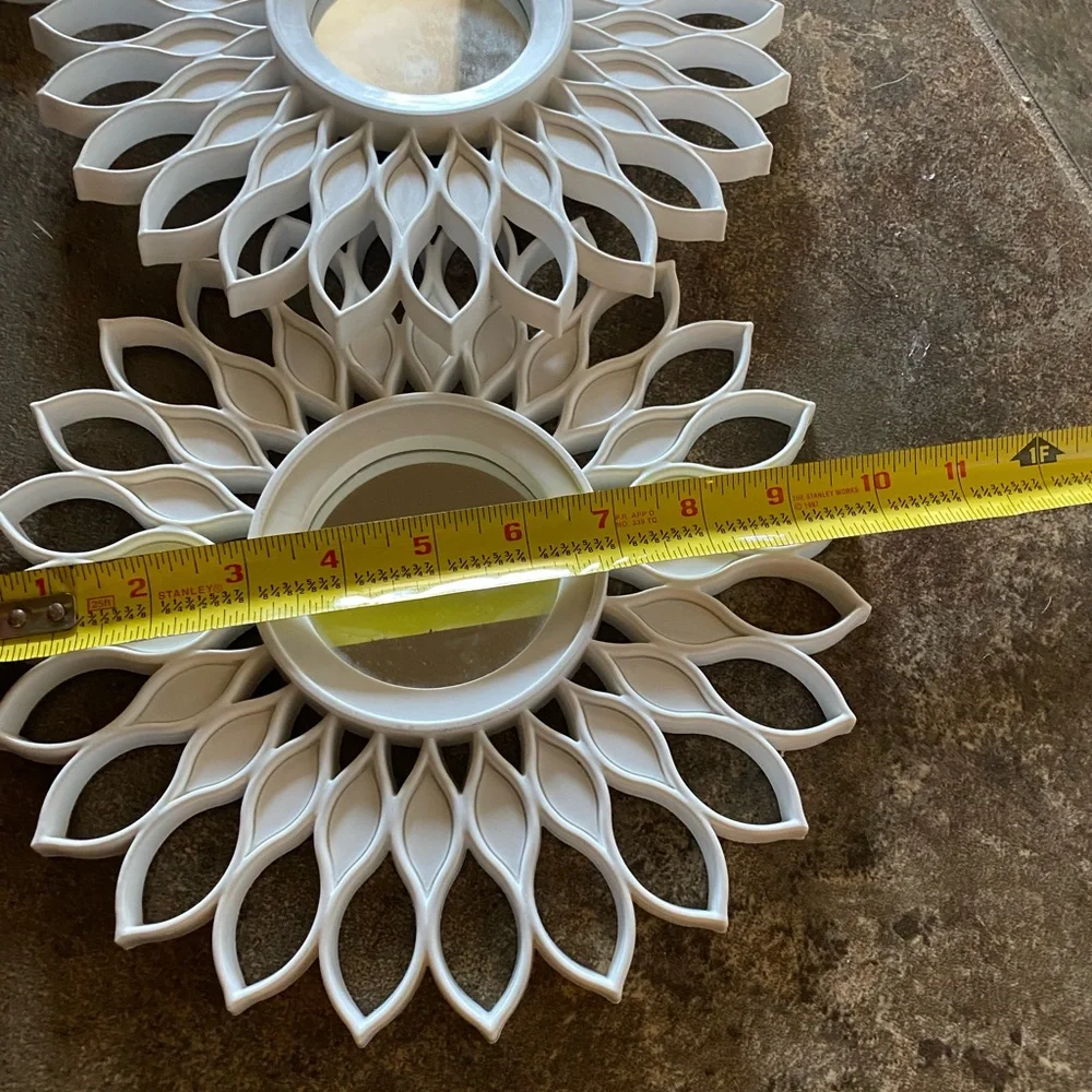 Trio of MCM flower mirrors 10” round NWOT